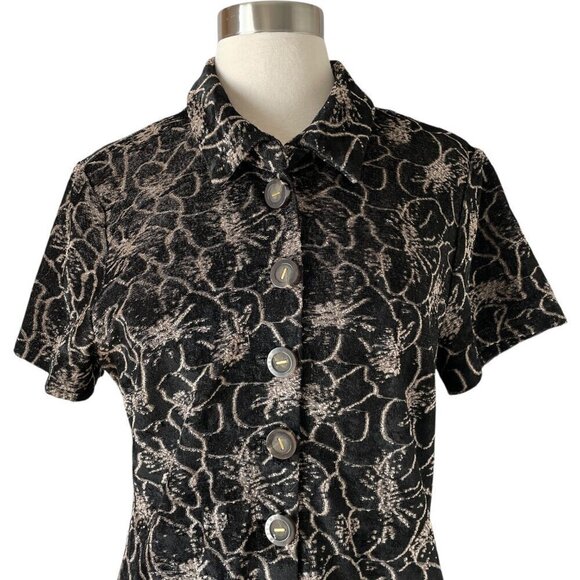 Alexis Belita Floral Jacquard Romper Black Silver Metallic Short Sleeve - Picture 5 of 9